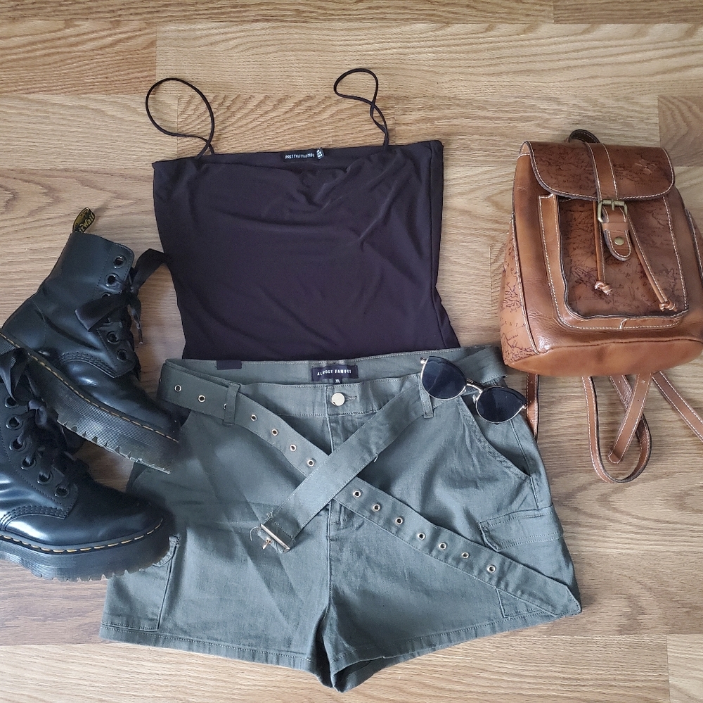 Green cargo shorts